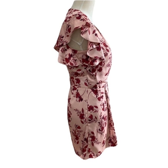 Monique Lhuillier pink satin romper floral print Size 0 - Picture 4 of 5